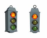 Traffic light with a burning red signal