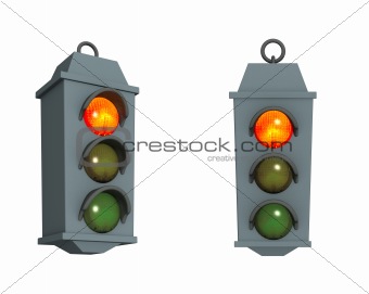 Traffic light with a burning red signal