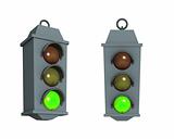 Traffic light with a burning green signal
