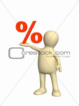 3d person - puppet a symbol % holding in a hand