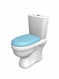 Toilet bowl, with the closed seat of blue color