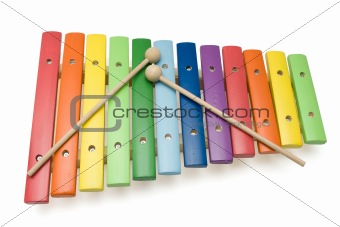 Toy colorful xylophone, isolated, with clipping path