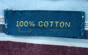 100% cotton - real macro of clothing label