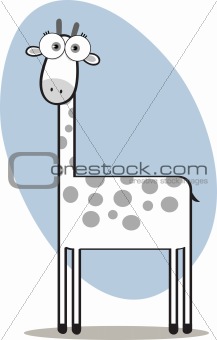 Cartoon Giraffe in Black and White