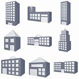Different Types of Buildings Icons Set