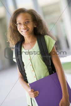 Elementary school pupil outside