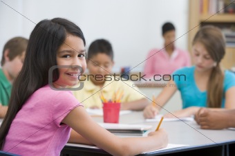 Pupil in elementary school classroom