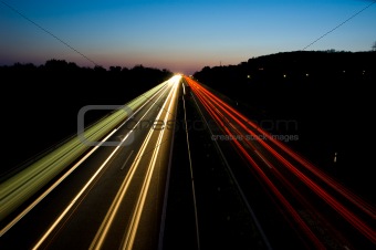 Traffic on a highway at night
