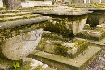 Cemetery with aged tombs