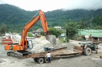 Excavator At Construction