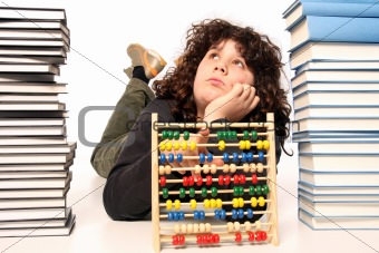 boy with abacus calculator