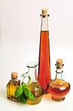 olive oil an vinegar on wooden desk