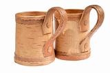 two mugs from birch bark