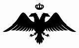 Double headed eagle silhouette with crown