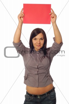 woman with banner