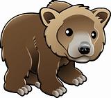 Cute Grizzly Brown Bear Vector Illustration