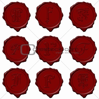Wax seal alphabet letters - F
