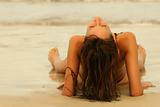 dreaming bikini girl on the beach
