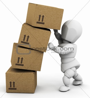 Person holding up boxes