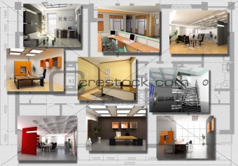 modern office interior image set