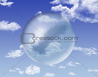 Sphere on the sky with a feather inside