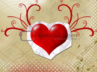Abstract heart on a sheet of paper