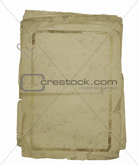 Old sheets of paper tied with a clip