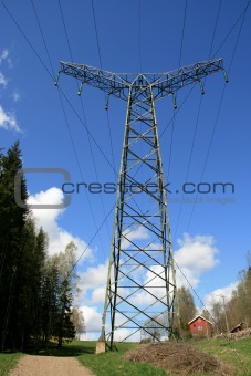 Pylon and red house
