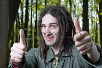 Young man with dreadlock hair.