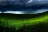 Green land over a storm