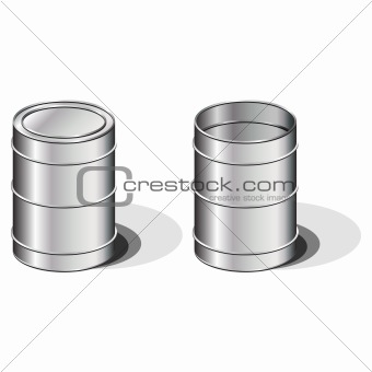 Empty metallic barrels