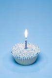 Blue Cupcake with Candle
