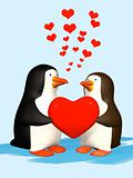 Couple the smiling in love 3D penguins