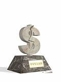 3d statue of dollar with a crack