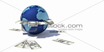 Earth with 100 dollars bills
