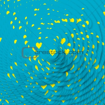 Yellow hearts in blue circles