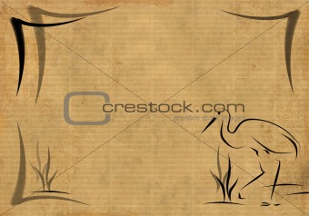 Background in style of an ancient Japanese engraving