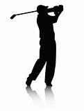 Golfer silhouette with Shadow