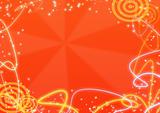 Abstract orange background with a streamer and asterisks