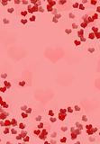 Pink background with volumetric red hearts
