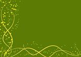 Green background with yellow lines and leaves clovers