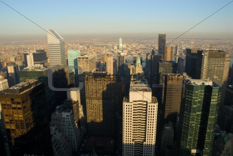 Aerial view over Manhattan, New York City