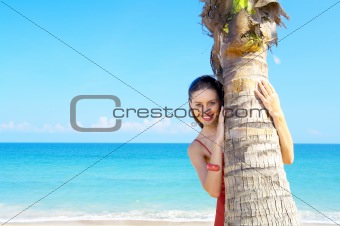woman and palm