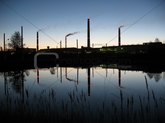 Industrial landscape in the evening.
