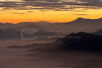 Mountains over the fog