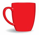 Red mug on white background.