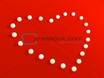 3D heart from pearls, on a red velvet