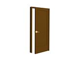 3D open brown doors with gold  handle