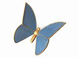 The gold 3d butterfly from blue chromeplated metal