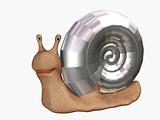 3d snail with a bowl from chromeplated metal